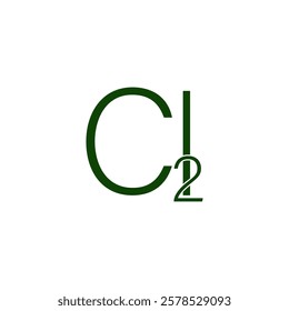  diatomic Cl 2 Chlorine elements logo design vector