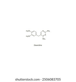 Diaveridine flat skeletal molecular structure Antiprotozoal drug used in coccidiosis treatment. Vector illustration scientific diagram.