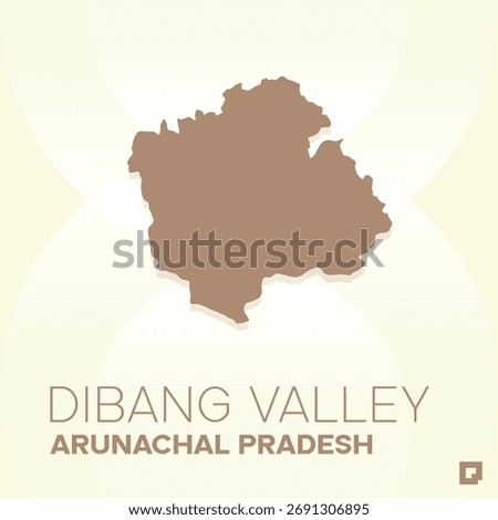 Dibang Valley District Map, Arunachal Pradesh, India – Editable Vector Outline.