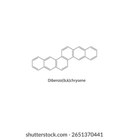 Dibenzo[b,k]chrysene skeletal structure. Polycyclic aromatic compound schematic illustration. Simple diagram, chemical formula.