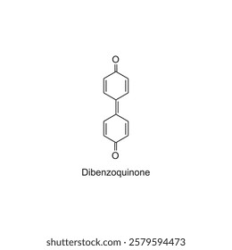 Dibenzoquinone skeletal structure.Quinone compound schematic illustration. Simple diagram, chemical structure.