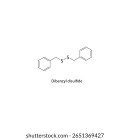 Estrutura esquelética de dissulfureto de dibenzilo Ilustração esquemática do composto dissulfeto. Diagrama simples, fórmula química.