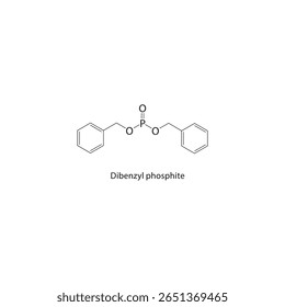 Dibenzyl phosphite skeletal structure. Phosphite ester compound schematic illustration. Simple diagram, chemical formula.