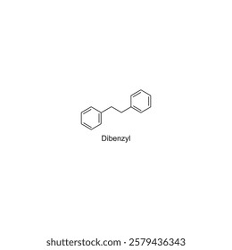 Dibenzyl skeletal structure.Hydrocarbon compound schematic illustration. Simple diagram, chemical structure.