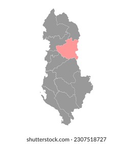 Diber county map, administrative subdivisions of Albania. Vector illustration.