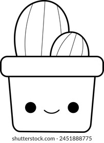 dibujo animado de cactus con una carita feliz ideal para invernadero