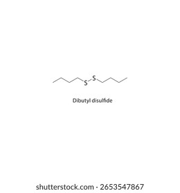 Dibutyl disulfide skeletal structure. Organic disulfide compound schematic illustration. Simple diagram, chemical formula.