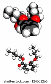 Dibutyl Phthalate (DBP) Plasticizer Molecule, Chemical Structure. Phthalates Are Common Additives In Plastics And Are Suspected To Have Negative Effects On Human Health.