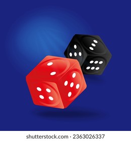 Dice 3d icon casino vector illustration.