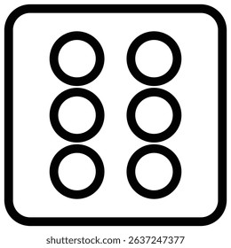 dice 6 icon Simple thin line stroke