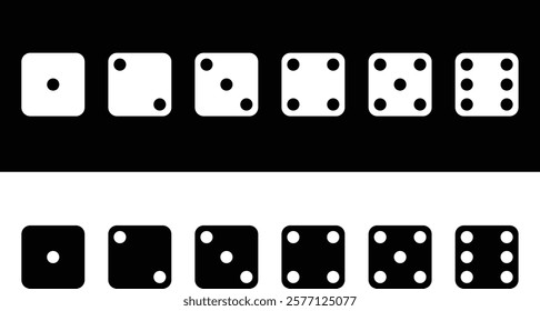 Dice, black and white dice set. Dice icon. Vector, designer illustration. Vector.