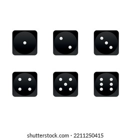 Dice black and white, Vector dice with different value. Gambling cubes for online-casino, gambling art.