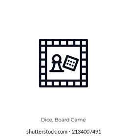 Dice, Board Game icon. Outline style icon design isolated on white background