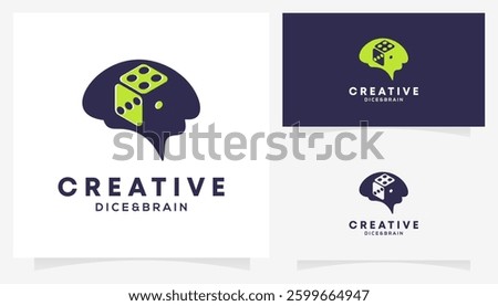 Dice and Brain Logic logo design ideas. Creative vector illustration based icon template.	
