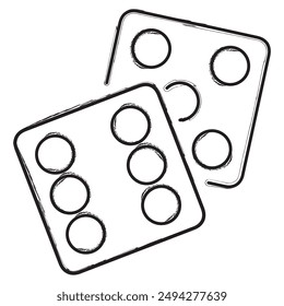 dice brush strokes on a white background. Vector illustration.