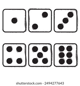dice brush strokes on a white background. Vector illustration.