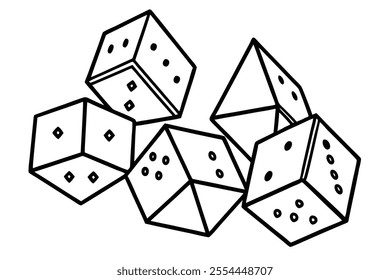 Dice Bundle Line Art Gaming Dice Designs for Illustrations