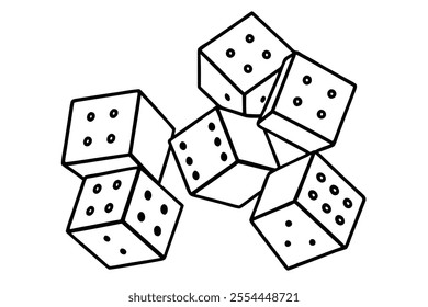 Dice Bundle Line Art Minimal Dice Collection Black and White