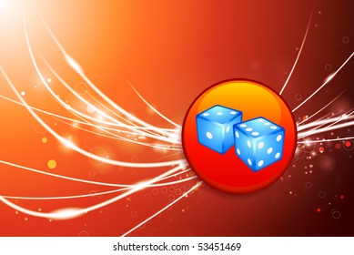 Dice Button on Red Abstract Light Background Original Illustration