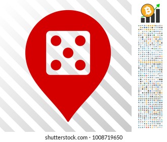 Dice Casino Marker pictograph with 700 bonus bitcoin mining and blockchain pictograms. Vector illustration style is flat iconic symbols designed for crypto currency websites.