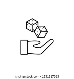 dice, casino, vector, icon, outline. Illustration isolated vector sign