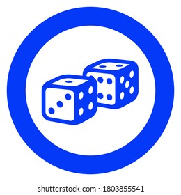 Würfel, kreisfarbige Symbol auf weißem Hintergrund