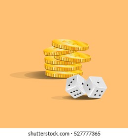 Dice and coins Vector illustration