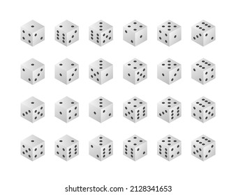 Colección de dados. Didice de juego, cubos. Casino y apuestas. Ilustración de material vectorial.