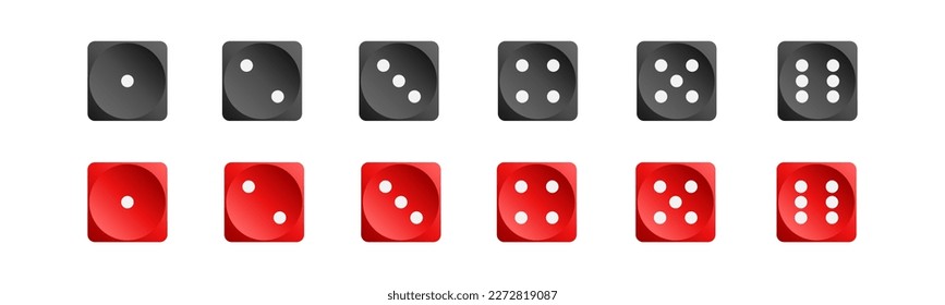 Dice collection. Game dice, isolated on white background. Dice in realistic design from one to six. Vector illustration