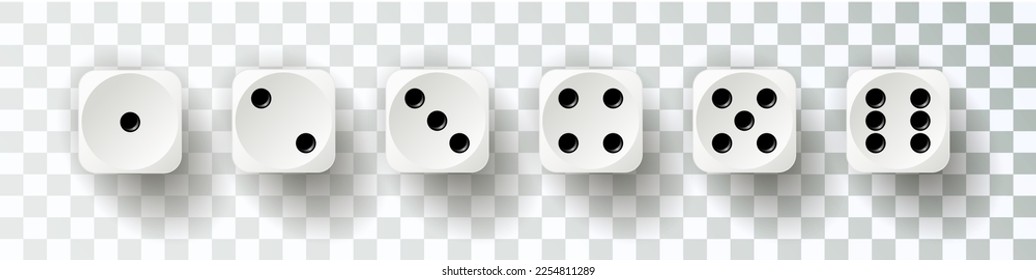 Colección de dados. Los dados del juego. Dice en un diseño realista de uno a seis. Vector