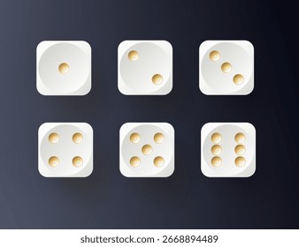 Colección de dados. Dados de juego. Dados en diseño realista de uno a seis. Vector