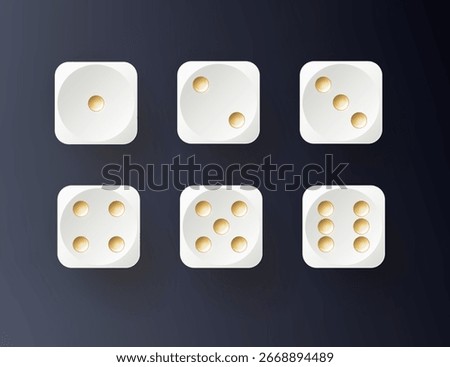 Dice collection. Game dice. Dice in realistic design from one to six. Vector