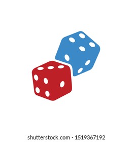 Dice color cubes. Dice with white dots on a white background. 3D effect Vector illustration.