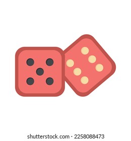 Dice. Color simple icon for gambling, table games and entertainment. Two game Dice for Casino. Element of board game for adults and children. Vector illustration isolated on white background