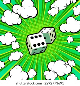 Dice concept in pop art style for print and decoration.Vector clipart. svg