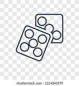 Dice concept vector linear icon isolated on transparent background, Dice concept transparency concept in outline style