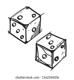Dice contour illustration for coloring. Template for tattoo.