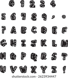 Dice Crazy Typeface Lettering ABC Text Font Board game Illustration