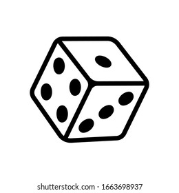 Dice Cube, Casino Game. Black Icon On White Background