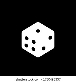 Dice cube, casino game. Black icon on black background. trend icon