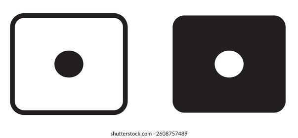 Dice cube, casino game. Black and white icons. Vector illustration.