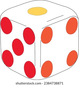 Dice cube, casino game. Colour icon on white background