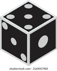 Cubo de dados, juego de casino. el icono sobre fondo blanco. Cubo dados cinco puntos