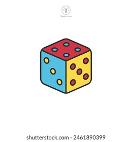 Dice cube, casino game. Icon symbol vector illustration isolated on white background