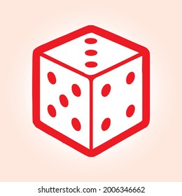 Dice cube, casino game. Casino Dice Red Icon