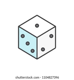 Dice cube colored line icon.