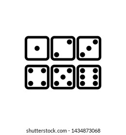 Dice cube icon, casino game.
