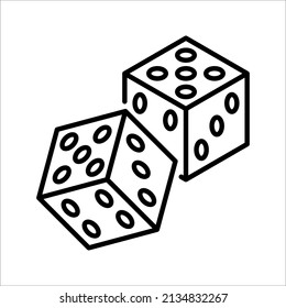 Dice cube icon, casino game. Black icon vector illustration on white background.