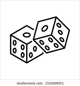 Dice cube icon, casino game. Black icon vector illustration on white background.