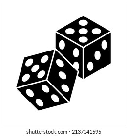 Dice cube icon, casino game. Black icon vector illustration on white background.